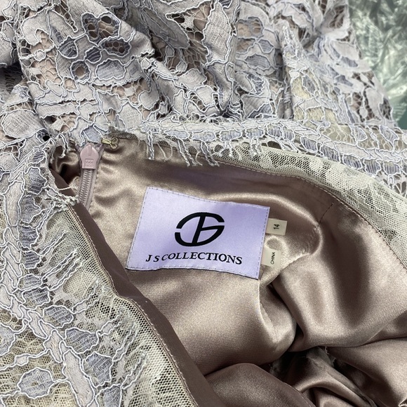 Js Collections plus size 3/4 sleeves lace long gown - Picture 6 of 9